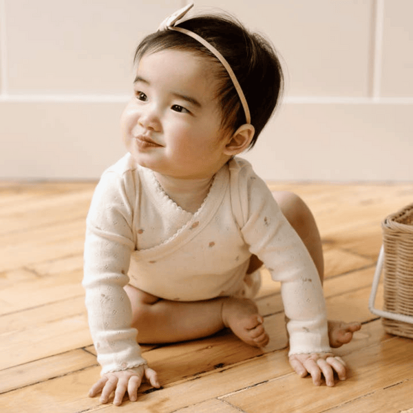 Colored Organics - Organic Baby Rose Pointelle Kimono Bodysuit - Pia Floral