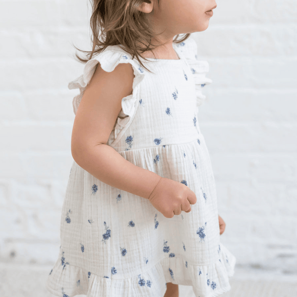 Colored Organics - Organic Baby & Kids Jane Muslin Dress - Elena Floral / Lilla