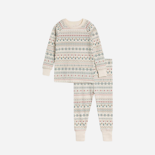 Colored Organics - Organic Baby & Kids Long Sleeve Jammies - Fairisle/Teal