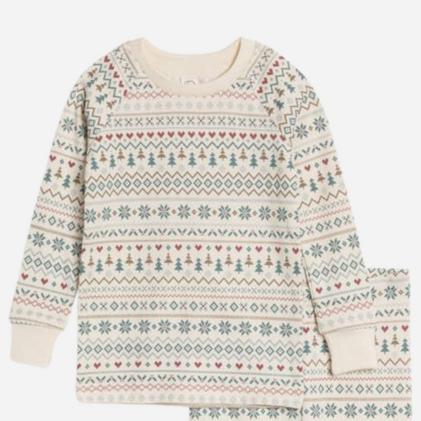 Colored Organics - Organic Baby & Kids Long Sleeve Jammies - Fairisle/Teal
