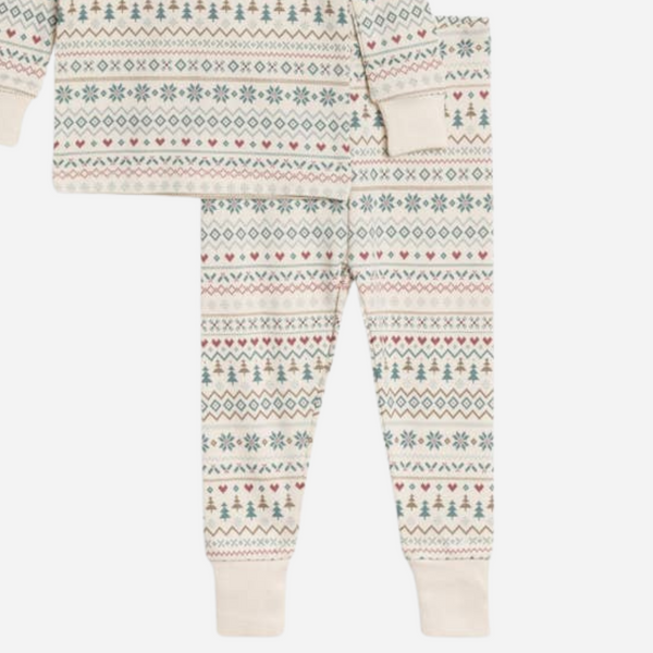 Colored Organics - Organic Baby & Kids Long Sleeve Jammies - Fairisle/Teal