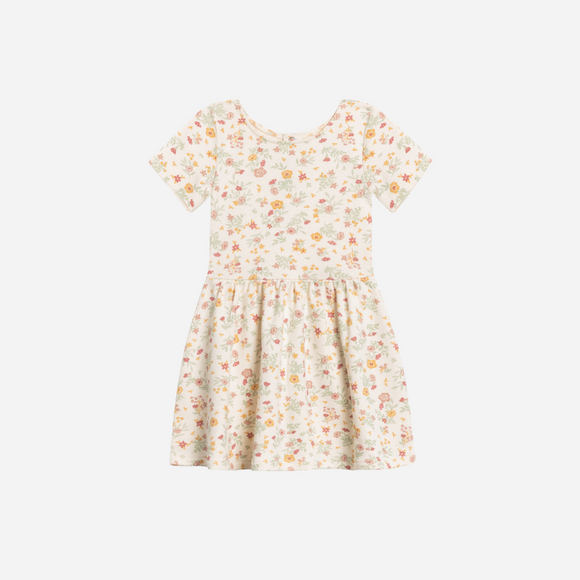 Colored Organics - Organic Kids Short Sleeve Stella Swing Dress - Bianca Floral / Berry