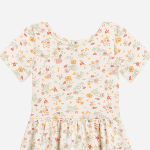 Colored Organics - Organic Kids Short Sleeve Stella Swing Dress - Bianca Floral / Berry