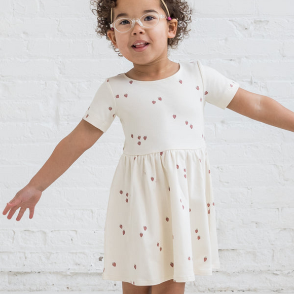 Colored Organics - Organic Kids Short Sleeve Stella Swing Dress - Strawberry