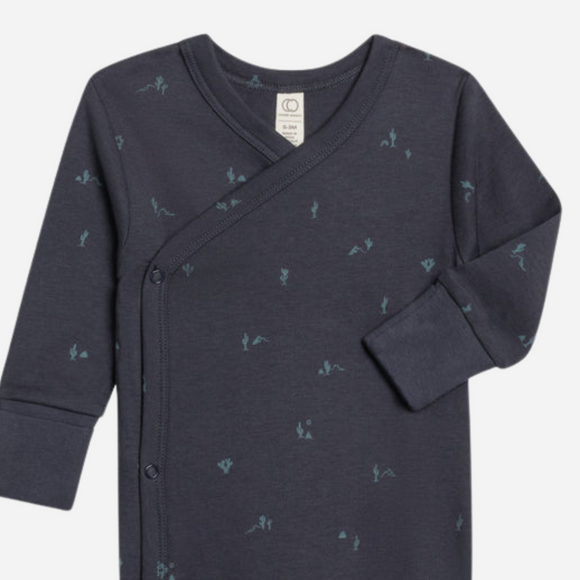 Colored Organics - Organic Newborn Indy Kimono Gown - Cactus/Navy+Teal