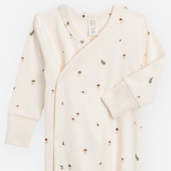 Colored Organics - Organic Newborn Indy Kimono Gown - Mushroom / Nutmeg