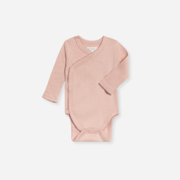 Colored Organics - Organic Newborn Rose Pointelle Kimono Bodysuit - Ballet