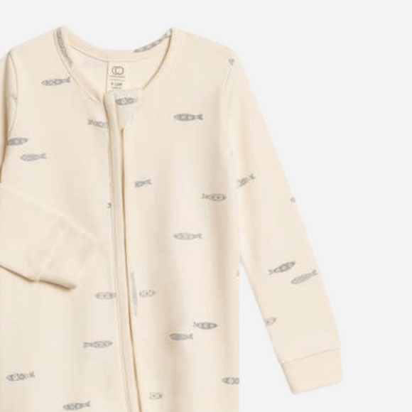 Colored Organics - Peyton Zipper Footed Sleeper- Fish / Marino + Rain
