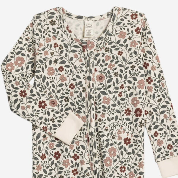 Colored Organics - Peyton Zipper Sleeper - Daphne Floral / Cranberry + Agave