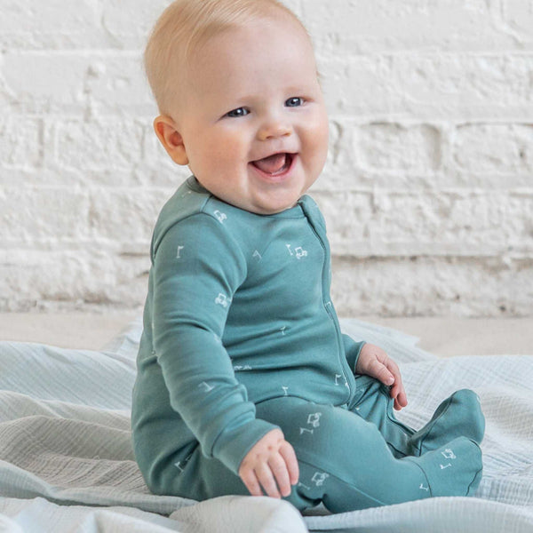 Colored Organics - Peyton Zipper Sleeper - Fairway / Laguna + Powder
