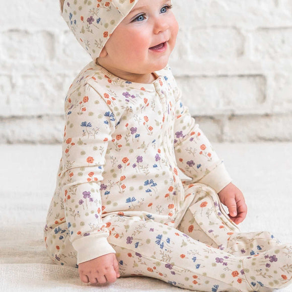 Colored Organics - Peyton Zipper Sleeper - Margot Floral / Barn + Sea