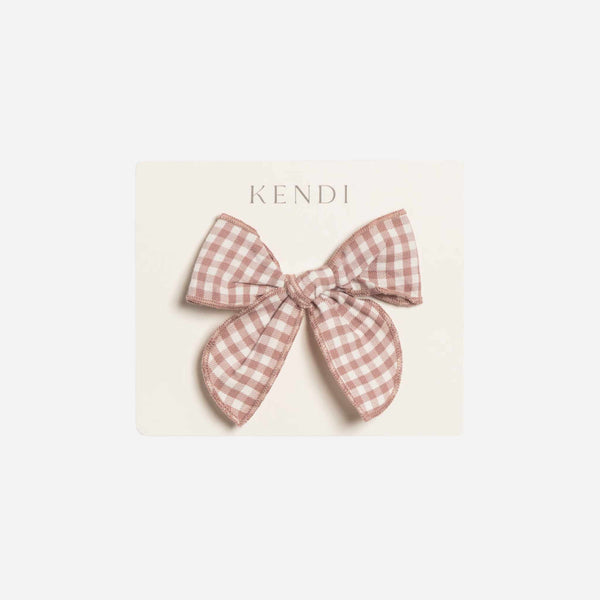 Colored Organics - Poplin Bow Clip- Mauve Gingham