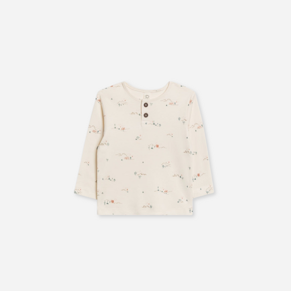 Colored Organics - Reef Henley Crew Neck Tee - Desert / Teal + Taupe