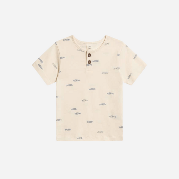 Colored Organics - Reef Short Sleeve Henley - Fish Marino / Rain