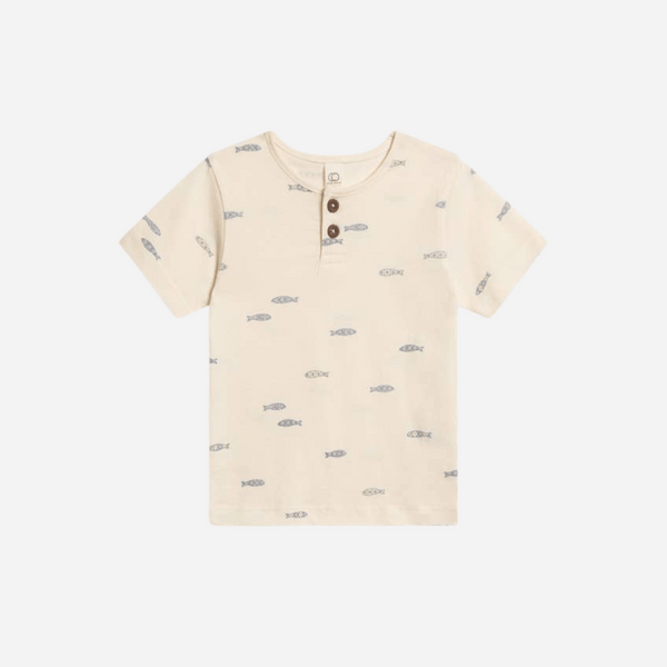 Colored Organics - Reef Short Sleeve Henley - Fish Marino / Rain