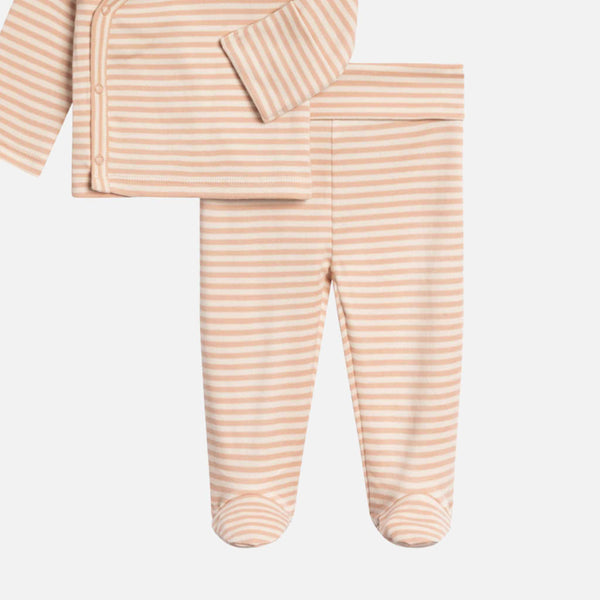 Colored Organics - Riley 2 Piece Kimono Wrap Top and Pant Set - Ballet Stripe