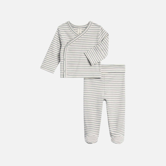 Colored Organics - Riley 2 Piece Kimono Wrap Top and Pant Set - Ballet Stripe