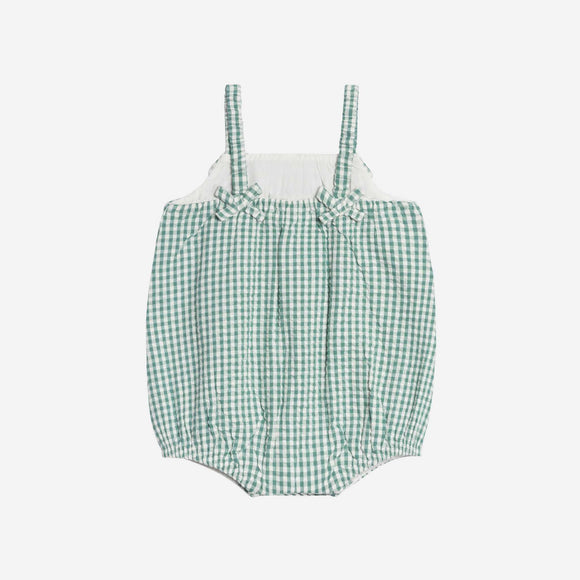 Colored Organics - Rosalie Seersucker Ruffle Bubble Romper - Laguna Gingham