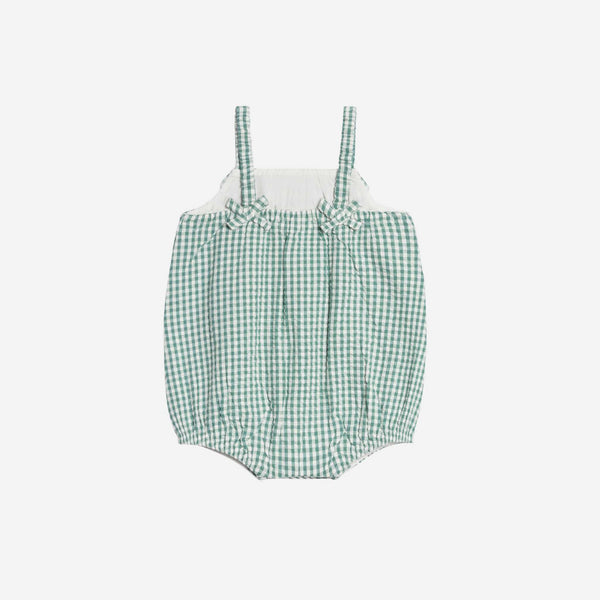 Colored Organics - Rosalie Seersucker Ruffle Bubble Romper - Laguna Gingham