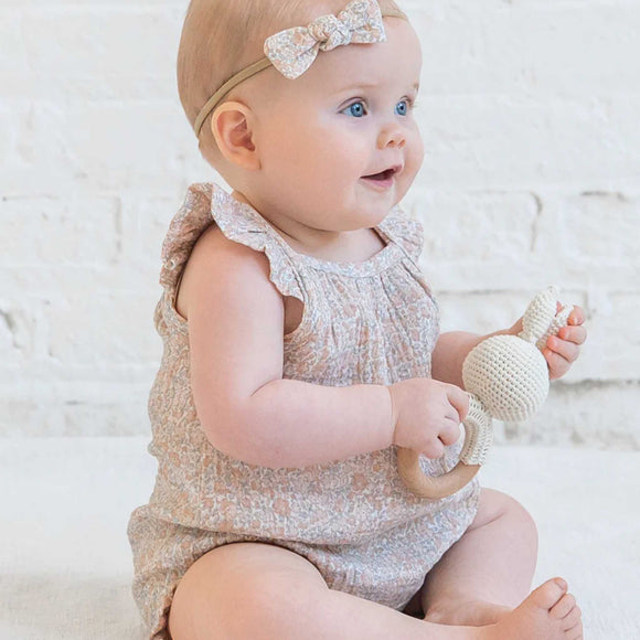 Colored Organics - Sandra Muslin Tank Bubble Romper - Belmont Floral / Shell + Powder