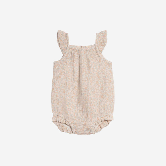 Colored Organics - Sandra Muslin Tank Bubble Romper - Belmont Floral / Shell + Powder