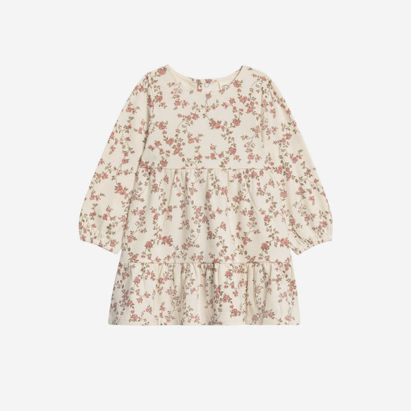 Colored Organics - Sofia Long Sleeve Tiered Dress - Agnes Floral / Raspberry + Mauve