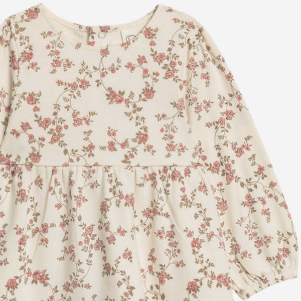 Colored Organics - Sofia Long Sleeve Tiered Dress - Agnes Floral / Raspberry + Mauve