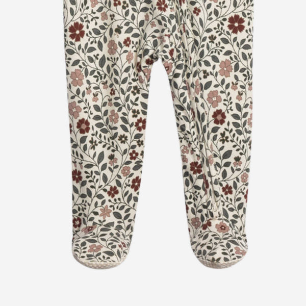 Colored Organics - Peyton Zipper Sleeper - Daphne Floral / Cranberry + Agave