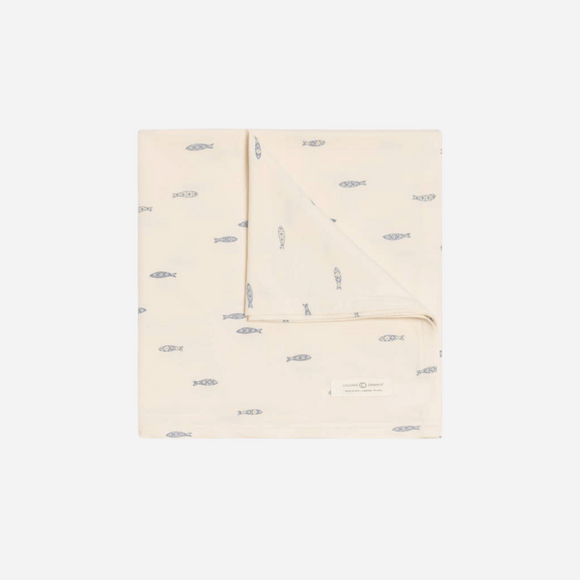 Colored Organics - Swaddle Blanket - Fish Marino / Rain
