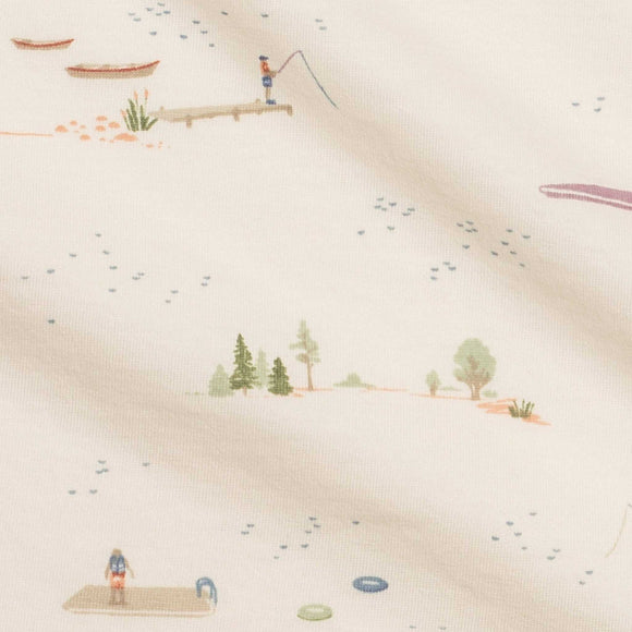 Colored Organics - Swaddle Blanket - Lake / Barn + Mint