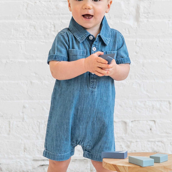 Colored Organics - Ted Chambray Collared Romper