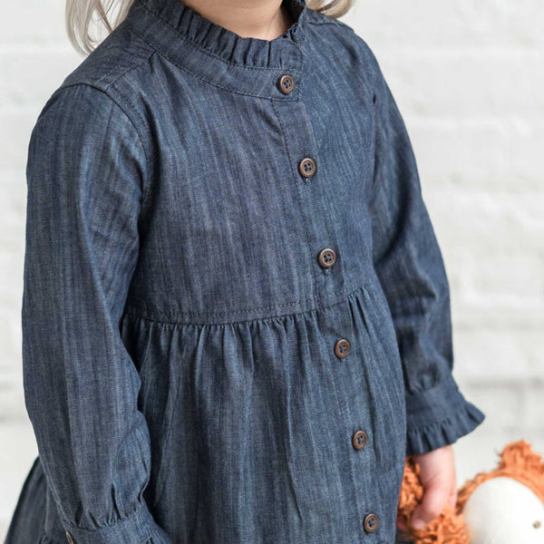 Colored Organics - Tula Chambray Ruffle Shirt Dress