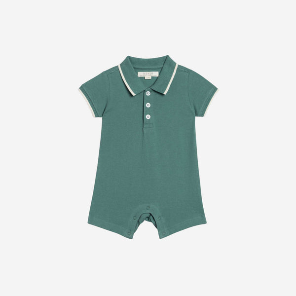 Colored Organics - Walter Pique Polo Romper - Laguna
