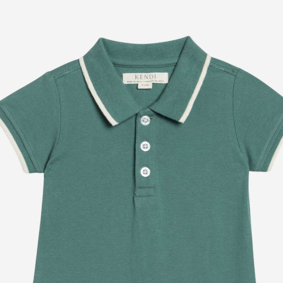 Colored Organics - Walter Pique Polo Romper - Laguna