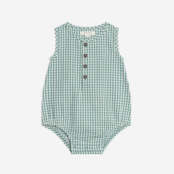 Colored Organics - Wren Seersucker Bubble Romper - Laguna Gingham