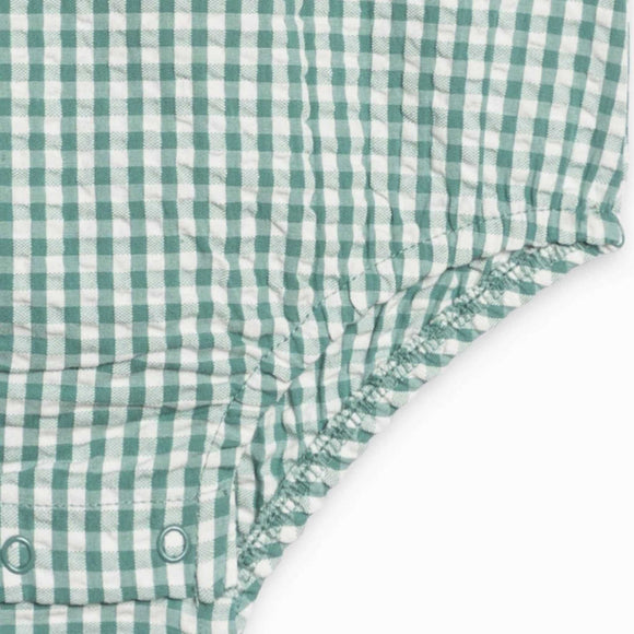 Colored Organics - Wren Seersucker Bubble Romper - Laguna Gingham