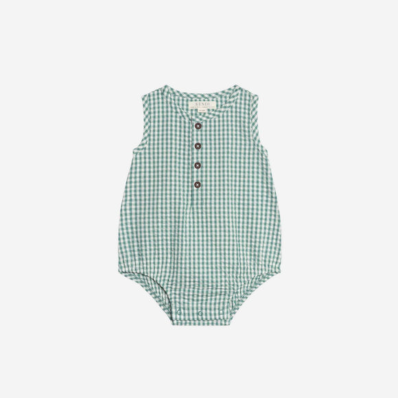 Colored Organics - Wren Seersucker Bubble Romper - Laguna Gingham