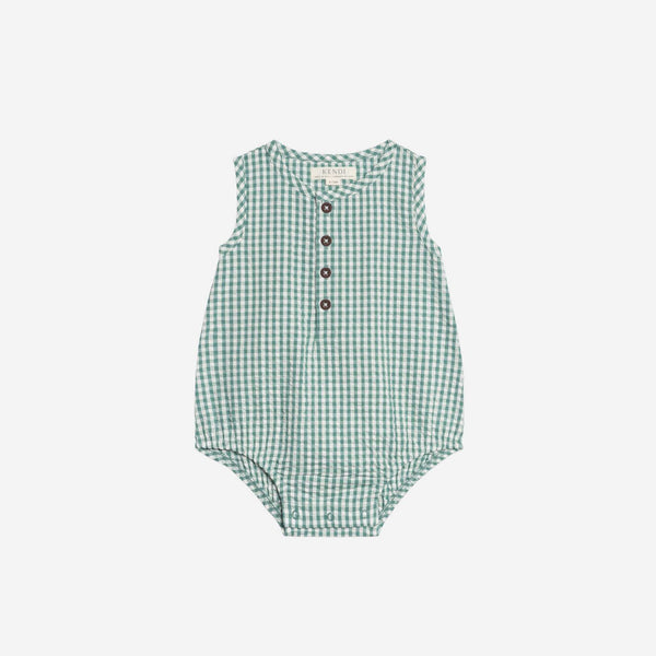 Colored Organics - Wren Seersucker Bubble Romper - Laguna Gingham