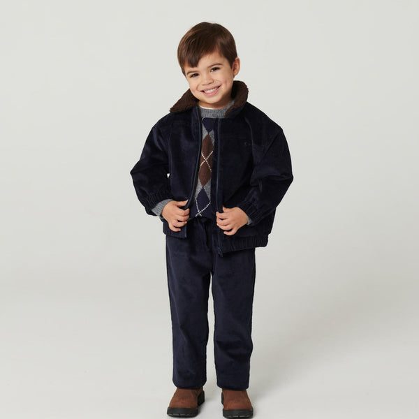 Copenhagen Colors - Corduroy Pants with Adjustable Waist - Navy