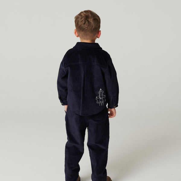 Copenhagen Colors - Corduroy Pants with Adjustable Waist - Navy