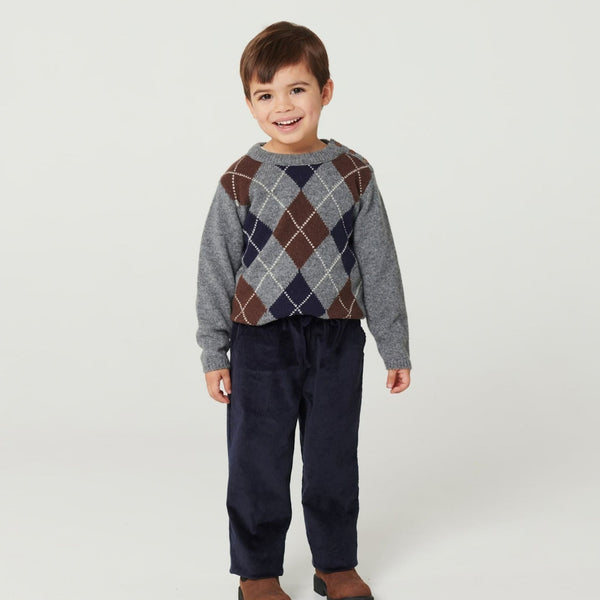 Copenhagen Colors - Corduroy Pants with Adjustable Waist - Navy