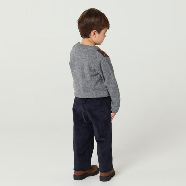 Copenhagen Colors - Corduroy Pants with Adjustable Waist - Navy
