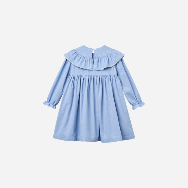 Copenhagen Colors - Dress with Frill & Star Embroidery - Endless Blue