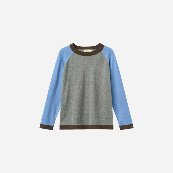 Copenhagen Colors - Knitted Sweater with Contrast Color - Grey Comb