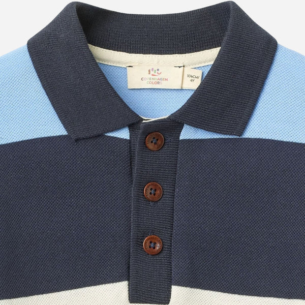 Copenhagen Colors - Striped Pique Polo with Long Sleeves - Brown