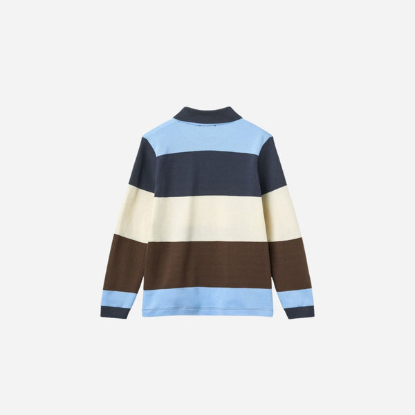 Copenhagen Colors - Striped Pique Polo with Long Sleeves - Brown