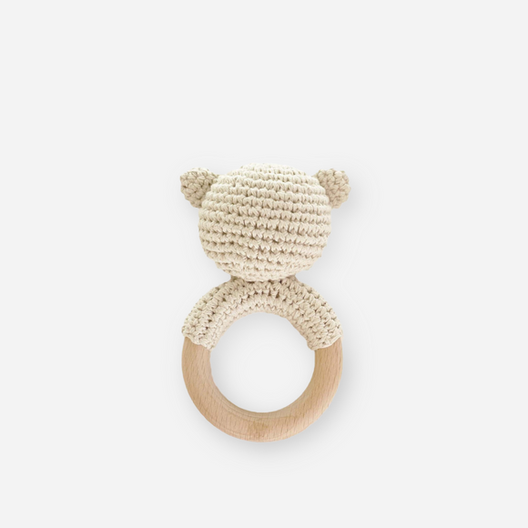 The Blueberry Hill - Cotton Crochet Rattle Teether Bear