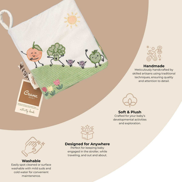 Crane Baby - Clementine Fruits & Veggies Soft Plush Activity Book
