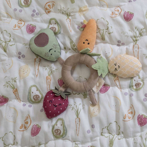 Crane Baby - Clementine Fruits & Veggies Soft Plush Activity Ring