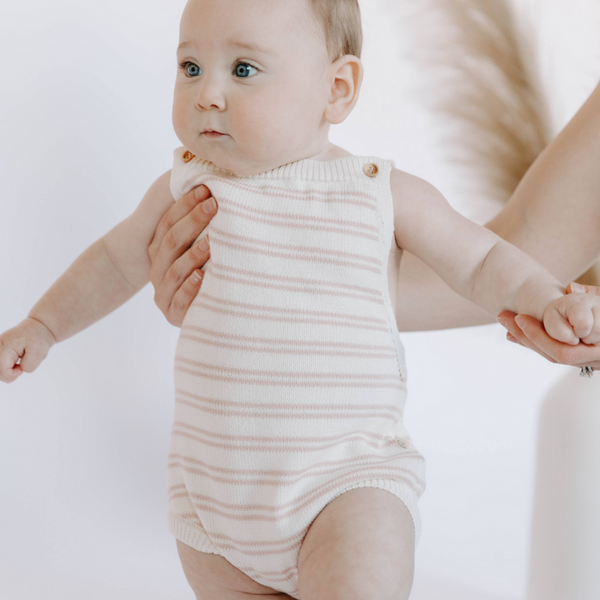 Dear Hayden - Knit Stripe Bubble Romper (2 Colors)
